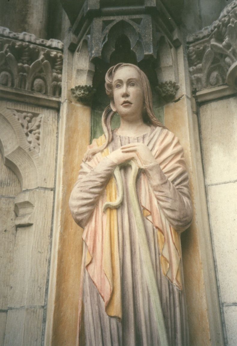 Carved limestone figure of Rachel for the Portal of Paradise.