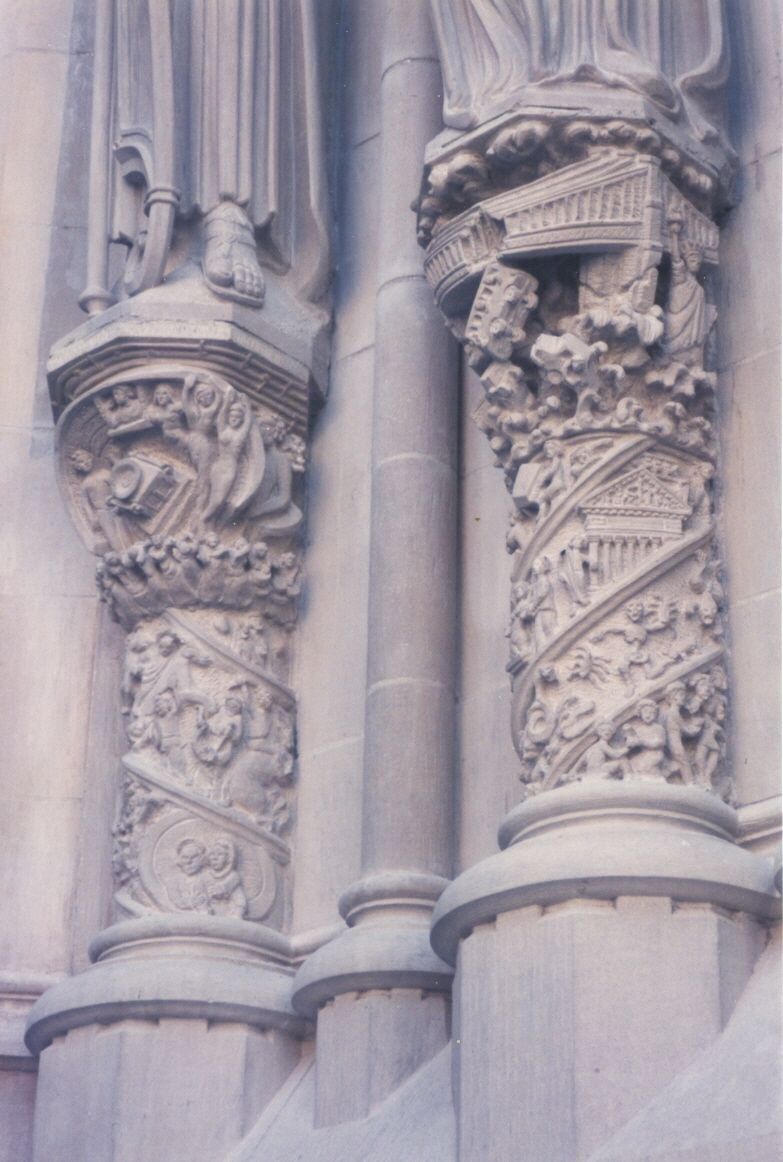 Two carved limestone bases for the Portal of Paradise.
